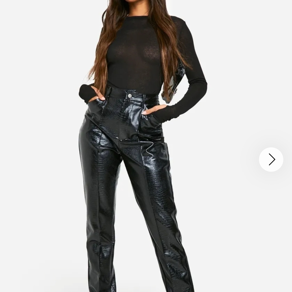 Boohoo Shiny Black Croc-Effect Pants
